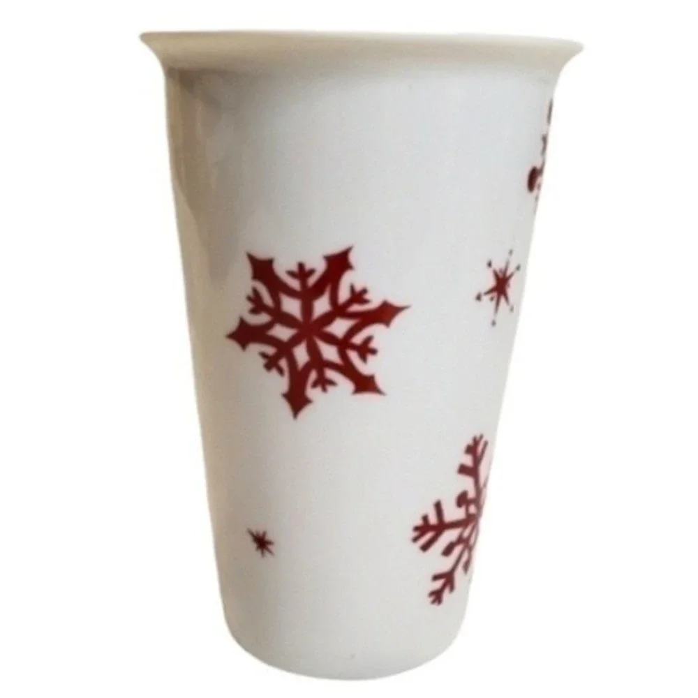 Starbucks Ceramic Porcelain Mug Cup Tumbler Christmas Snowflake